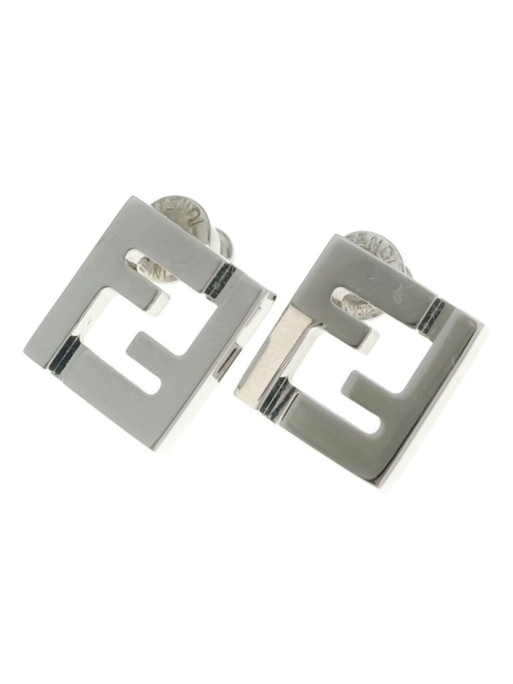 Fendi Forever Logo Stud Earrings Silver